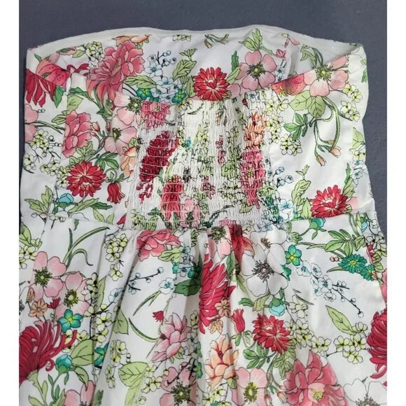Old Navy Women's Sz 8 Strapless Floral A-Line Dress Garden Feminine Spring - Picture 7 of 11